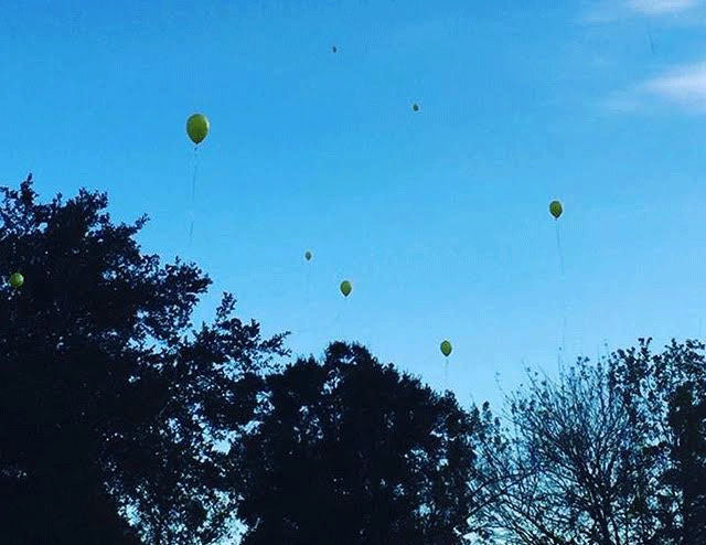 Friends and family released balloons after Taylors funeral. 
