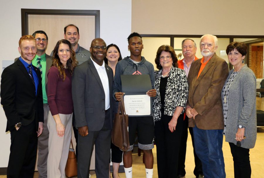Ayson Simmons was awarded the Orange Chamber of Commerce Student of the Month. 
