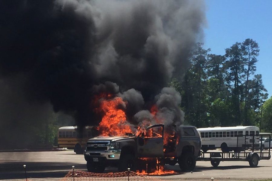 Senior Chance Stanleys truck recently caught fire on campus. 