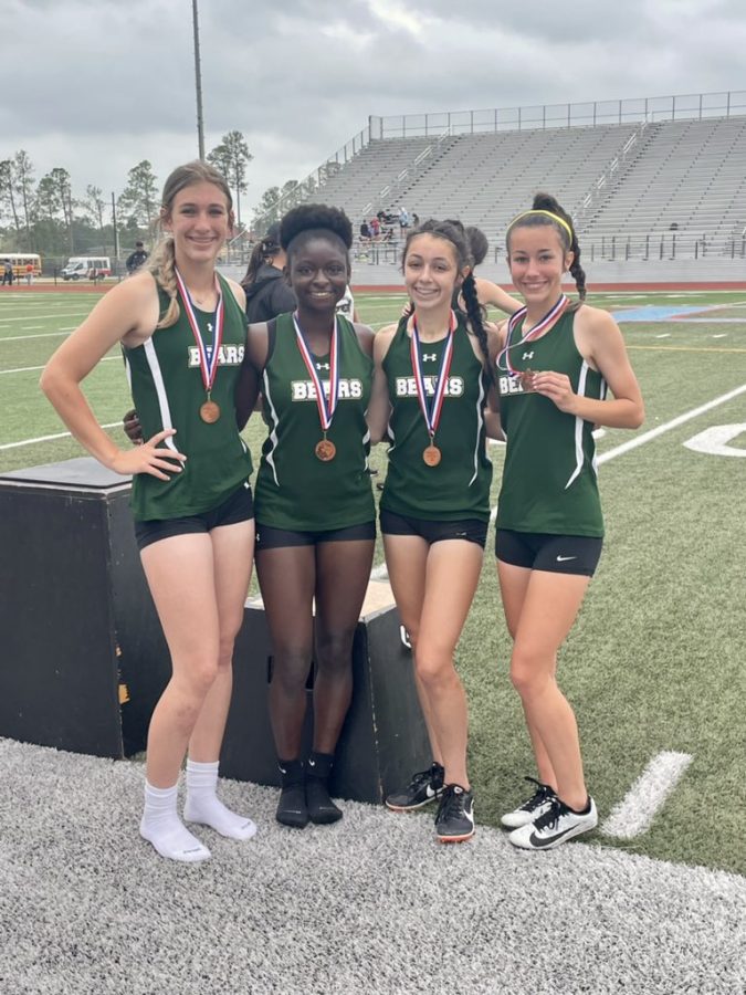 The+girls+4x200+relay+consisting+of+Lexis+Moss%2C+De+Asia+Tippins%2C+Belle+Fisher%2C+and+Taylor+Bull+finished+in+3rd+place+at+district.+