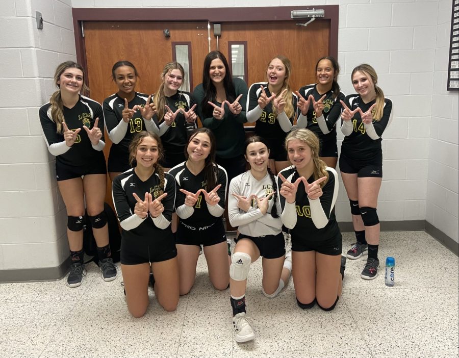 The JV volleyball team finished the season as district champions. 