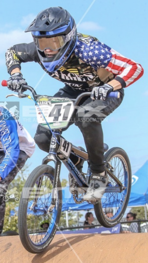 Sophomore Tyson Adams competes in BMX racing.