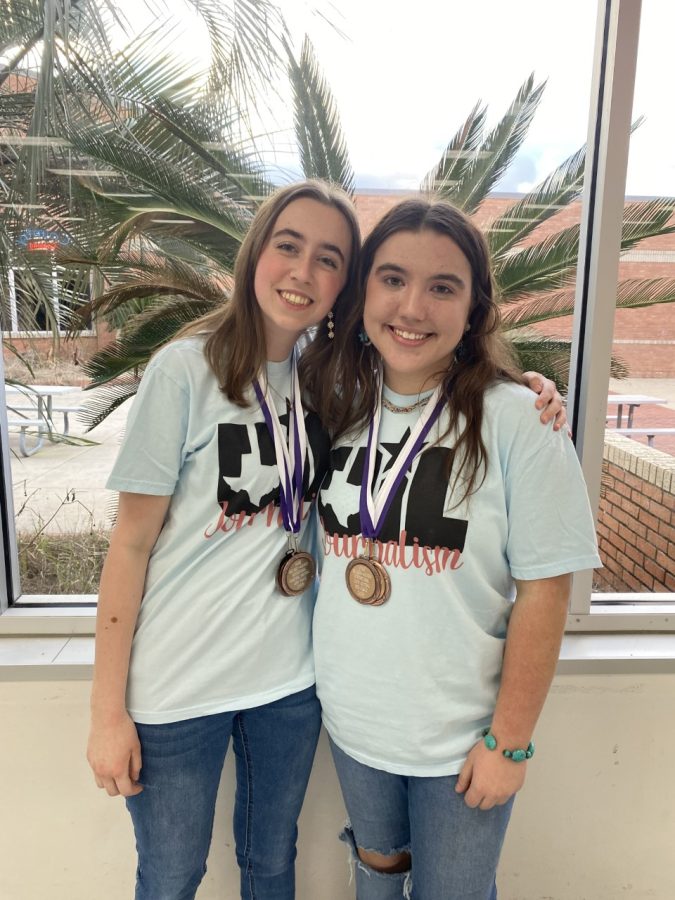 Camille Kelly and Rayna Christy contributed to the second place journalism team win.