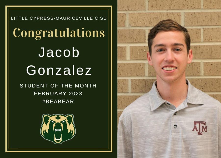 Senior Jacob Gonzalez was recently named Orange Chamber of Commerce LCM Student of the Month.