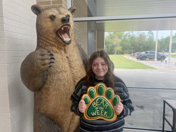 Senior Callie Boyle is also known as Boogie the Bear, one of the high school mascots. 